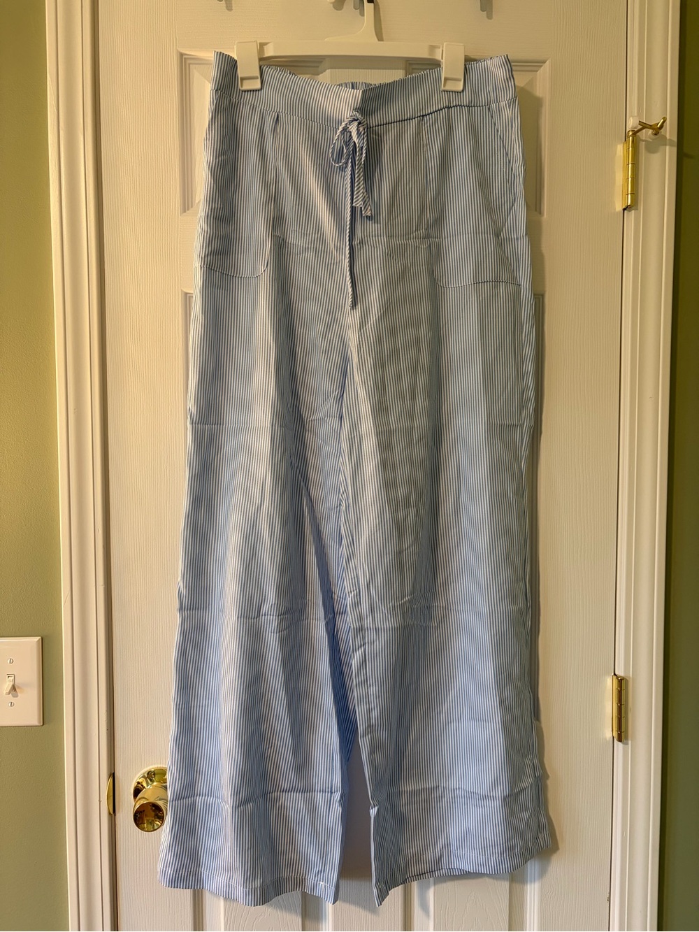 SHEIN Light Blue Pinstripe Wide Leg Pants